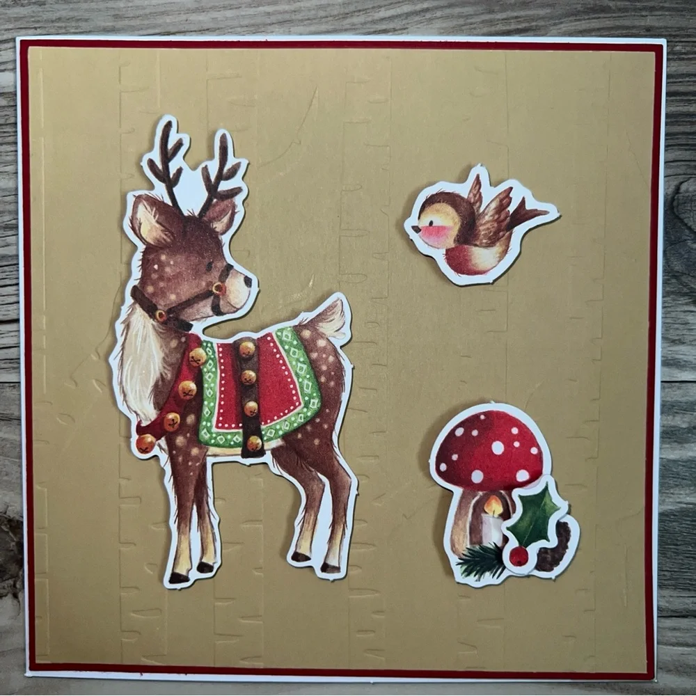 Festive Gnome Holiday Card Set of 6 With Envelopes Square 5.5” x 5.5”